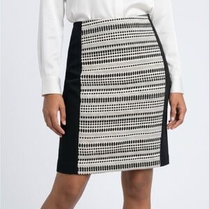 Calvin Klein Collection Black and White Pattern-Panel Pencil Skirt